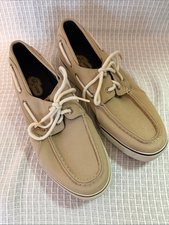 Sperry Other - Sperry Beige Canvas Boat Shoes with White Laces